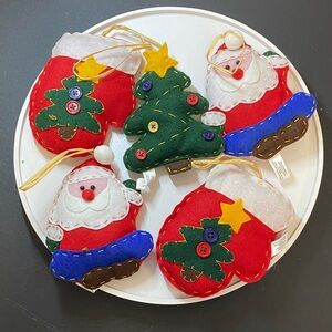 4 for $25 - Lot of 5 Festive Christmas Ornaments w photo holder on back